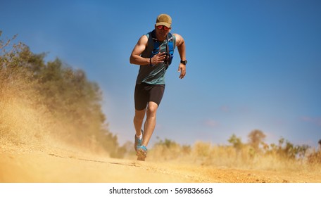 Male Runner of Trail. He was running fast - Powered by Shutterstock