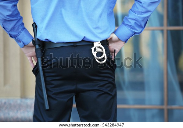 Male Security Guard Protecting House Outdoor Stock Photo (Edit Now ...