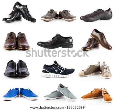Male shoes collection. men shoes over white background