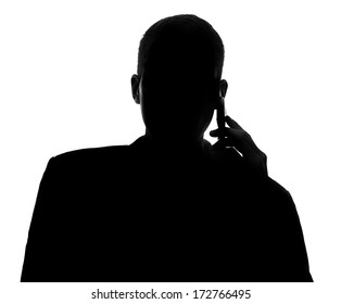 Male Silhouette With Mobile Phone