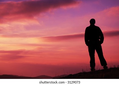 Male Silhouette On Sunset Stock Photo 3129073 | Shutterstock