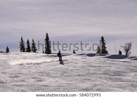 Similar – Skier from behind on the mountain