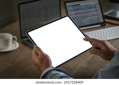 Male student digital tablet touch screen device isolated screen ONLINE ADVERTISING - Powered by Shutterstock