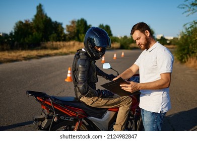 Male Student And Instructor, Motorcycle School