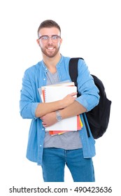 Male Student School Bag Holding Books Stock Photo 490423636 | Shutterstock