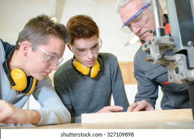 Male Students In A Woodwork Class