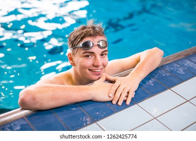 Male Swimmer In An Indoor Swimming Pool