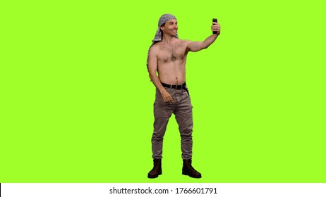 Man Arabic Scarf Naked Torso Stands Stock Photo Shutterstock