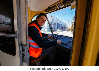 Male Tram Driver At The Old Tramway.