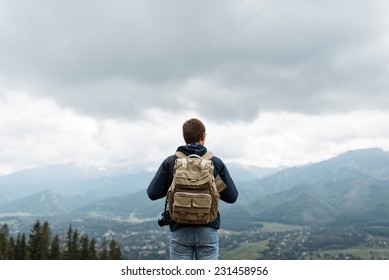 Male Traveler From Back In The Mountains