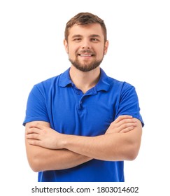 Male Truck Driver On White Background