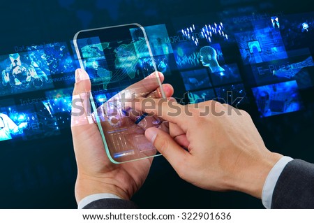 male using transparency smart phone