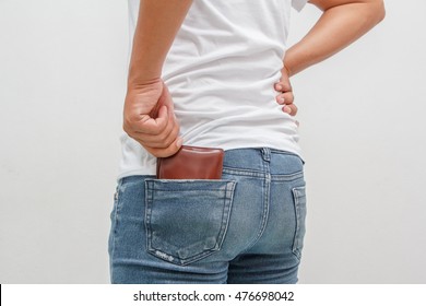 Male And Wallet In The Back Pocket Of His Blue Jean 