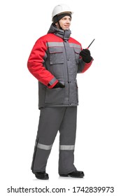 Male In Winter Workwear And Cap Isolated View