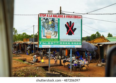 Mali, Africa Sept 2015. Information Cartel Unicef.
Prevention campaign against the Ebola virus in a Malian market.