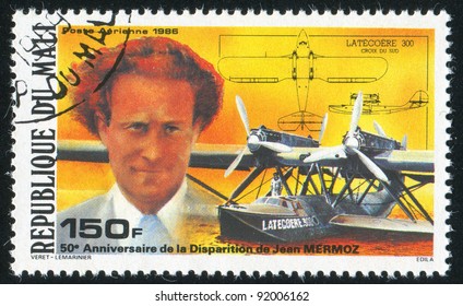 MALI - CIRCA 1986: Stamp Printed By Mali, Shows Aircraft And Jean Mermoz, Circa 1986