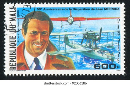 MALI - CIRCA 1986: Stamp Printed By Mali, Shows Aircraft And Jean Mermoz, Circa 1986