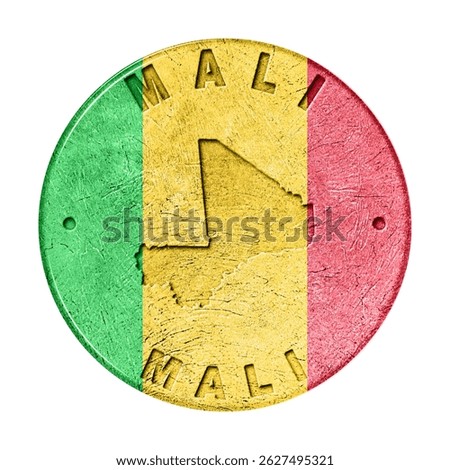Mali Flag Button with Map, Retro Style