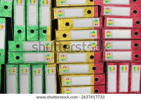 Mali Flag Colors Folder Stack, Bureaucracy and Government Administration Concep