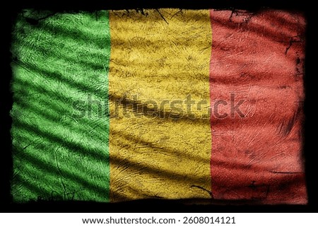 Mali Flag, Grunge Texture Background