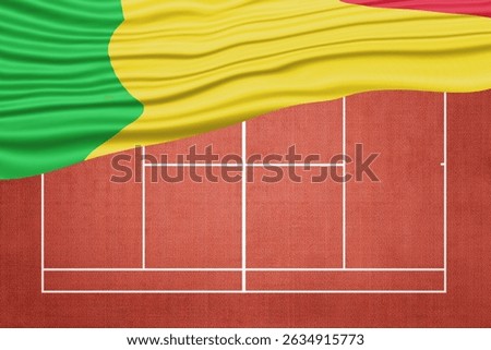 Mali Flag on Clay Tennis Court, Sports Symbol