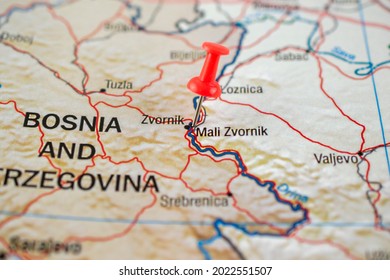 Mali Zvornik Pinned On A Map Of Serbia