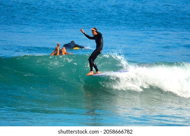 Malibu Beach - CA - USA jun, 05, 2015 - People surfing in Malibu.