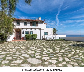 Malibu CA, USA- March 2, 2022: Exterior Of The Adamson House Museum In Malibu, CA.