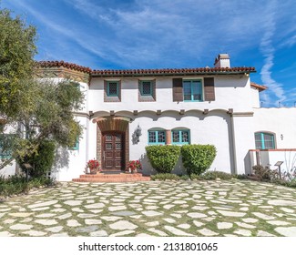 Malibu CA, USA- March 2, 2022: Exterior Of The Adamson House Museum In Malibu, CA.