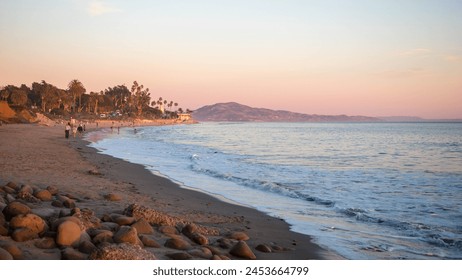 Malibu, California, beaches, Pacific Coast, ocean, coastline, sandy shores, waves, surf, sun, beachfront, scenic, paradise, coastal beauty, palm trees, coastal cliffs, golden sands, turquoise waters - Powered by Shutterstock