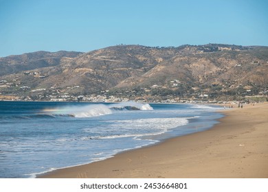 Malibu, California, beaches, Pacific Coast, ocean, coastline, sandy shores, waves, surf, sun, beachfront, scenic, paradise, coastal beauty, palm trees, coastal cliffs, golden sands, turquoise waters - Powered by Shutterstock