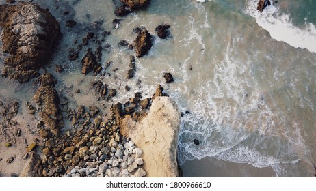 Malibu California, Overhead Shot Of The Beach.