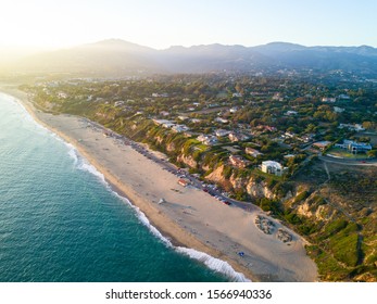 Malibu Coast Beach Town Landscape Drone Views