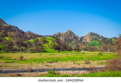 Malibu Creek State Park Stream In The Santa Monica Mountains In Spring 2019