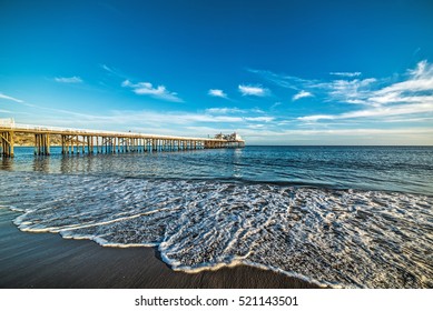 Malibu Pier At Sunset, California