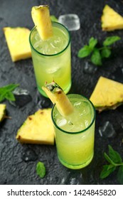 Malibu Rum Coconut Cocktail With Pineapple And Mint