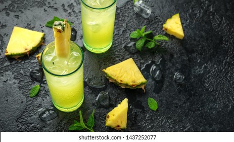 Malibu Rum Coconut Cocktail With Pineapple And Mint