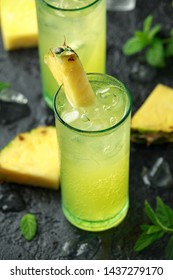 Malibu Rum Coconut Cocktail With Pineapple And Mint