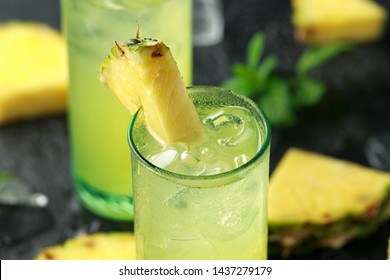 Malibu Rum Coconut Cocktail With Pineapple And Mint