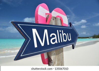 Malibu Sign On The Beach