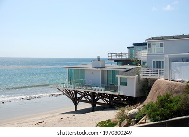 MALIBU, UNITED STATES - Mar 06, 2009: Modern private house with a view to the Pacific ocean at Malibu beach, California - USA