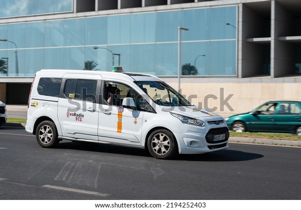Mallorca, Spain; August 6,\
2022: White Ford Tourneo Connect minivan van, it is a public\
transport taxi