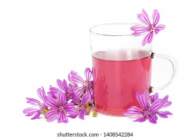 Mallow Tea With Mallow Blooms, Isolated