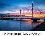 Malmo Old Lighthouse and University Bridge at sunset - Malmo, Sweden