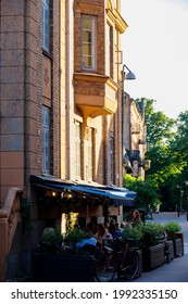 Malmo, Sweden June 12, 2021 An Outdoor Cafe In The Old Town.