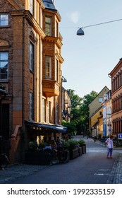 Malmo, Sweden June 12, 2021 An Outdoor Cafe In The Old Town.