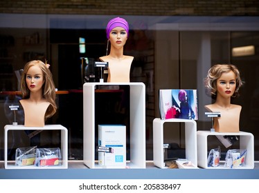 MALMO, SWEDEN - JUNE 29, 2014: Beauty Salon Window In Malmo. 