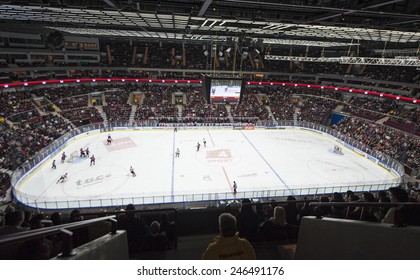MALMO, SWEDEN-FEBRUARY 20, 2008: panoramic view of the hockey arena, in Malmo.