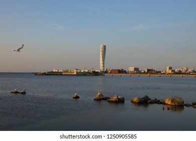 Malmo, The Turning Torso In The Sunset, Sweden