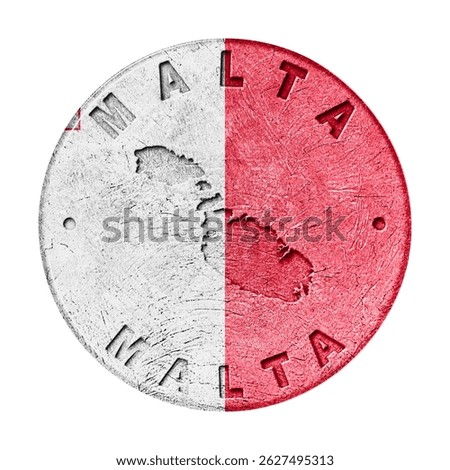 Malta Flag Button with Map, Retro Style